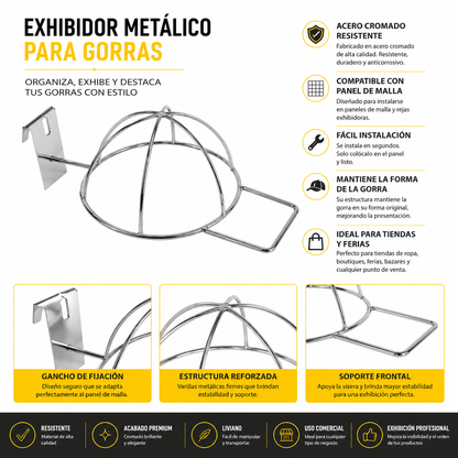 Exhibidor Para Jockeys Gorros Ganchos Metal De Malla Venzhop