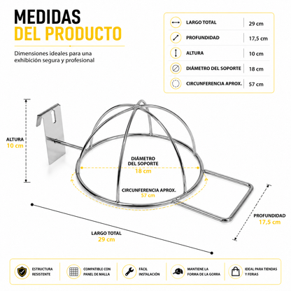 Exhibidor Para Jockeys Gorros Ganchos Metal De Malla Venzhop