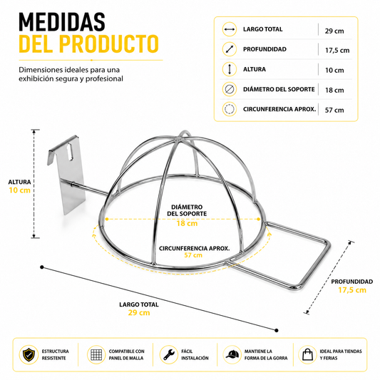 Exhibidor Para Jockeys Gorros Ganchos Metal De Malla Venzhop