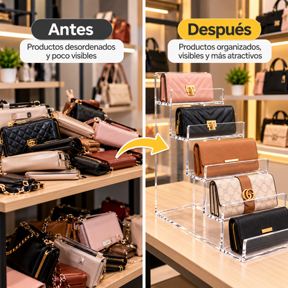Exhibidor Acrílico De Billeteras Carteras 5 niveles