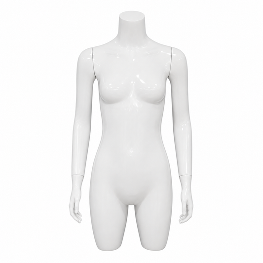 Maniquí Femenino Blanco Medio Cuerpo con Brazos para Exhibición de Ropa