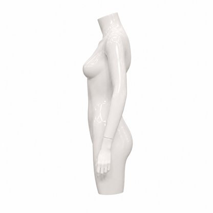 Maniquí Femenino Blanco Medio Cuerpo con Brazos para Exhibición de Ropa