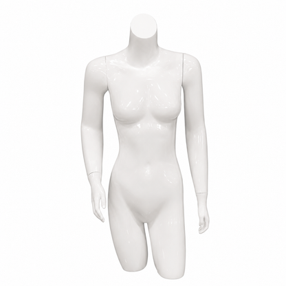 Maniquí Femenino Blanco Medio Cuerpo con Brazos para Exhibición de Ropa