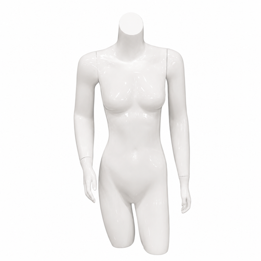 Maniquí Femenino Blanco Medio Cuerpo con Brazos para Exhibición de Ropa