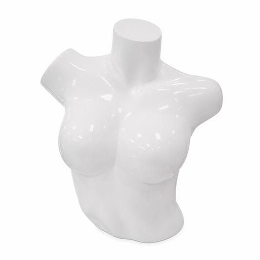 Maniquí Femenino Medio Cuerpo Sin Brazos Hasta el Ombligo – Disponible en Varios Colores