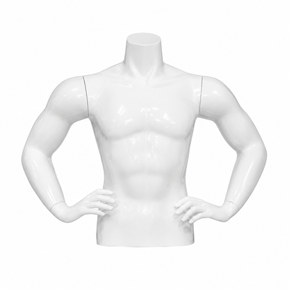 Maniquí Torso Blanco De Hombre Con Brazos