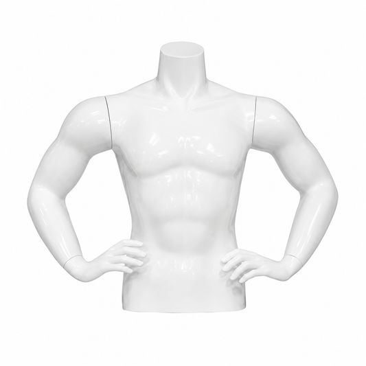 Maniquí Torso Blanco De Hombre Con Brazos