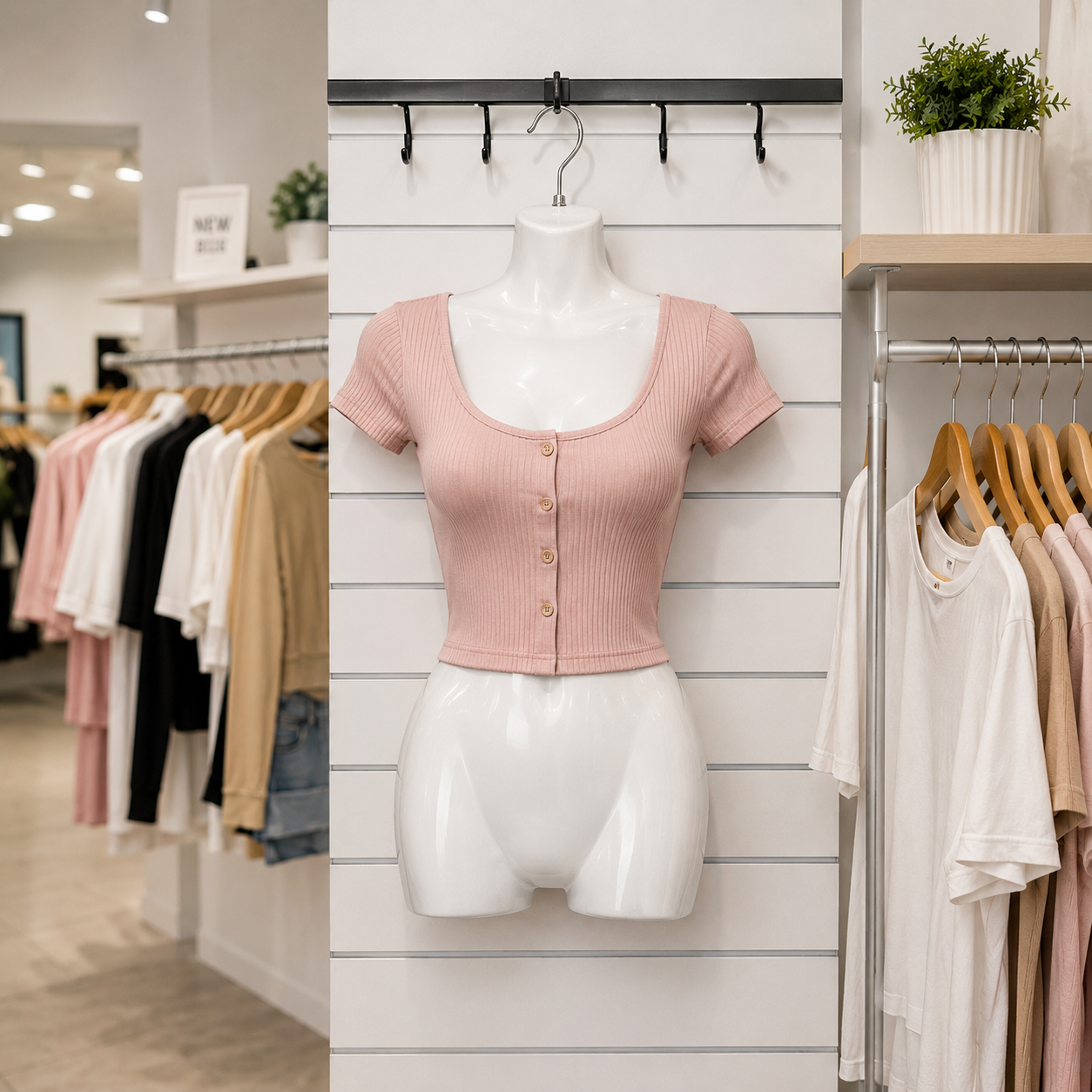 Torso Colgador para Poleras de Dama | Exhibidor de Ropa para Tiendas