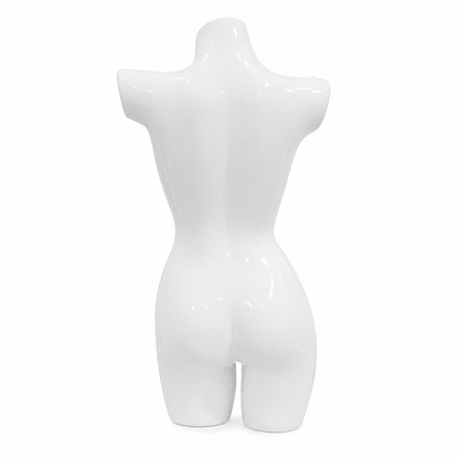Maniquí Femenino Medio Cuerpo Blanco Brillante para Exhibición de Ropa.