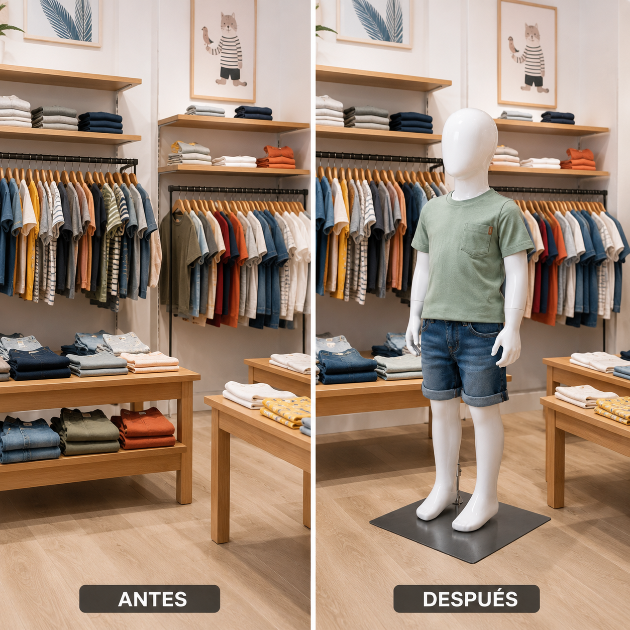 Maniquí Infantil de Cuerpo Completo Blanco de Ropa Infantil 90 Cm