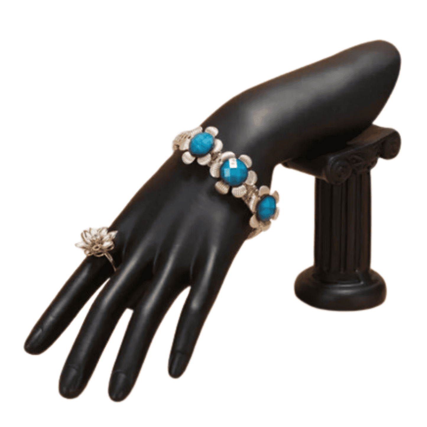 Mano exhibidora para joyas con pedestal pulsera anillos