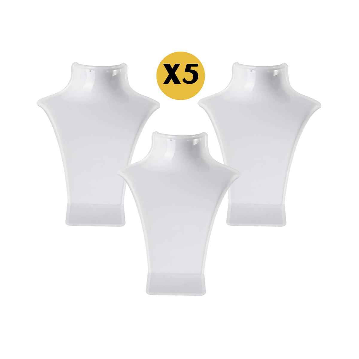 Exhibidor de Collar Joyas Cuello Alargado de Plástico Blanco 5 unidades Venzhop