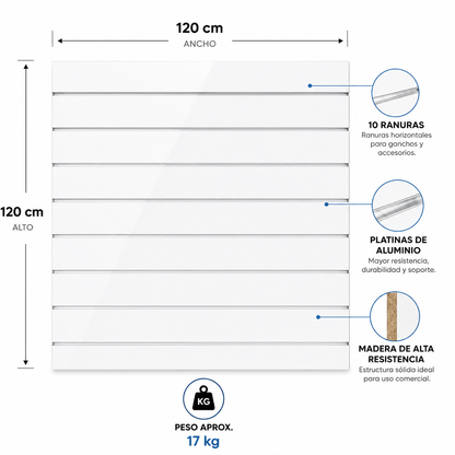 Panel Ranurado blanco Platinas De Aluminio 120cm X 120cm