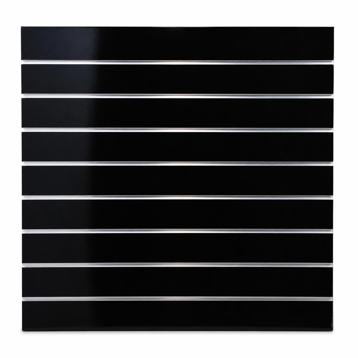 Panel Ranurado Negro Brillante 120x120 cm con Platinas de Aluminio