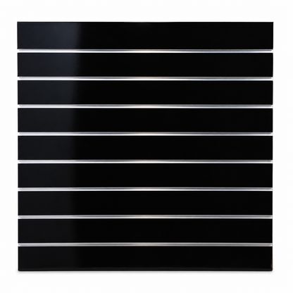 Panel Ranurado Negro Brillante 120x120 cm con Platinas de Aluminio