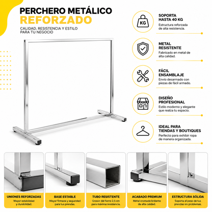 Perchero  Para Exhibir Poleras Pantalones Metal acero sin ruedas