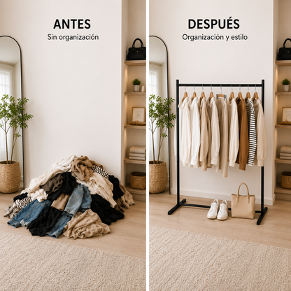 Perchero de ropa exhibidor cuadrado Ajustable Metal negro