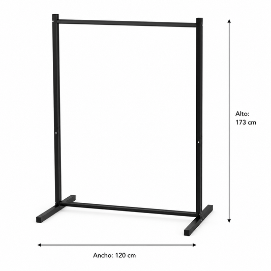 Perchero de ropa exhibidor cuadrado Ajustable Metal negro