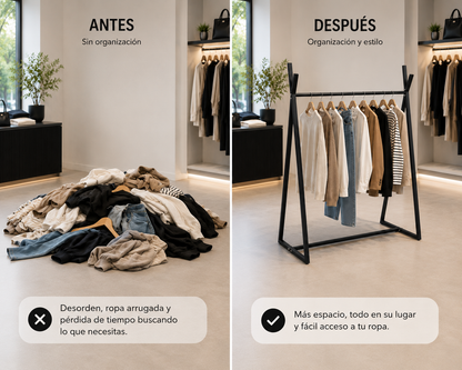 Perchero para colgar ropa negro de metal
