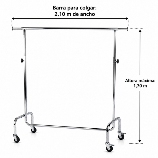 Perchero Colgador Metal Barra Extendible Con Ruedas