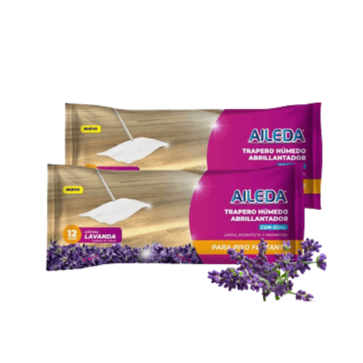 Paño de Limpieza Trapero Húmedo Abrillantador para Pisos Flotante Laminado con Ojal Aroma Lavanda 40x60cm 12Pcs