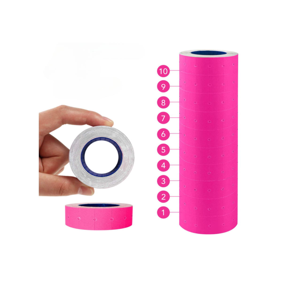 10 Rollos Etiquetas Maquina Etiquetadora Precios Rosado