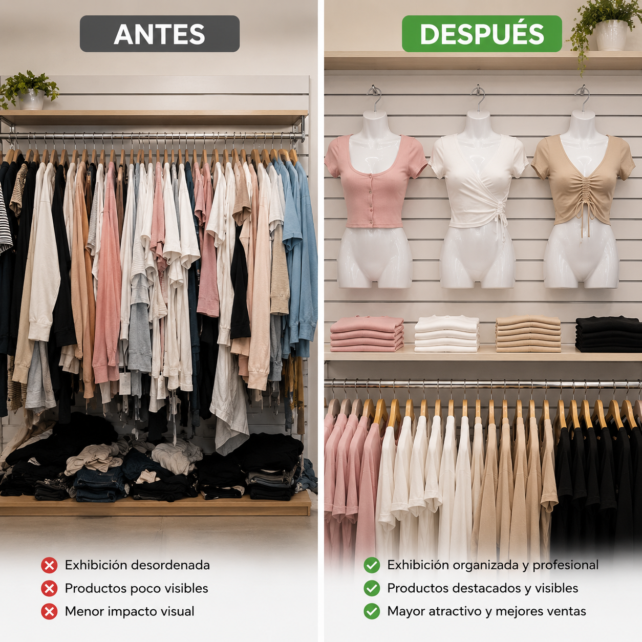 Torso Colgador para Poleras de Dama | Exhibidor de Ropa para Tiendas