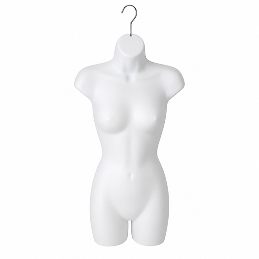 Torso Colgador Femenino Blanco para Exhibición Profesional