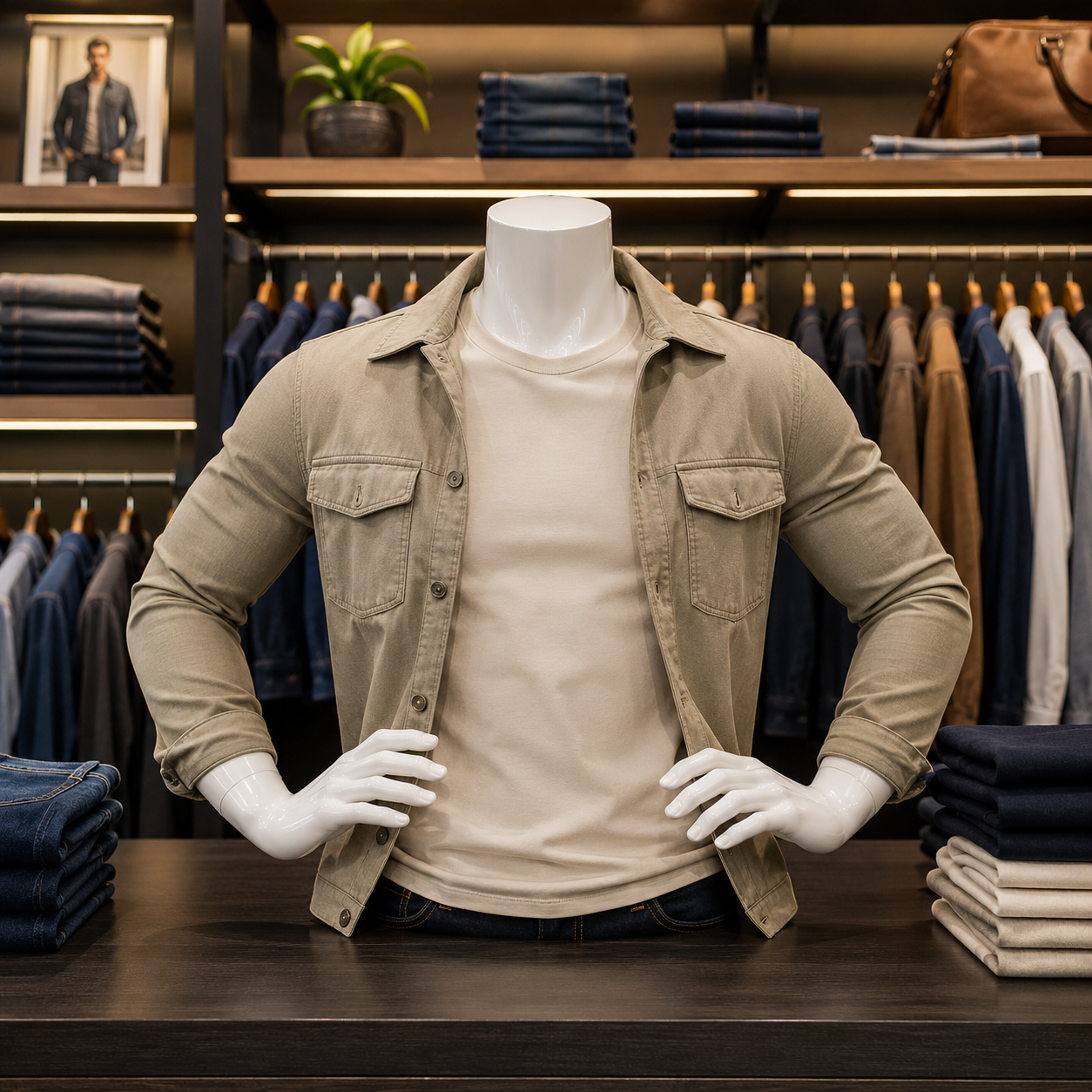 Maniquí Torso Blanco De Hombre Con Brazos