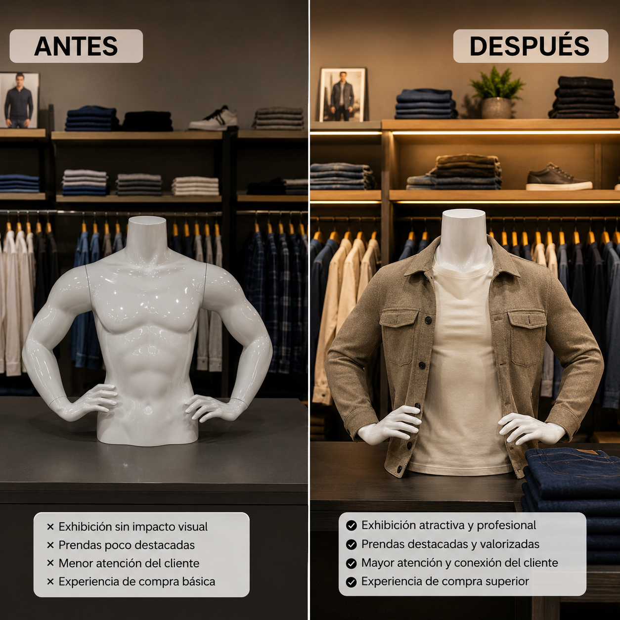 Maniquí Torso Blanco De Hombre Con Brazos