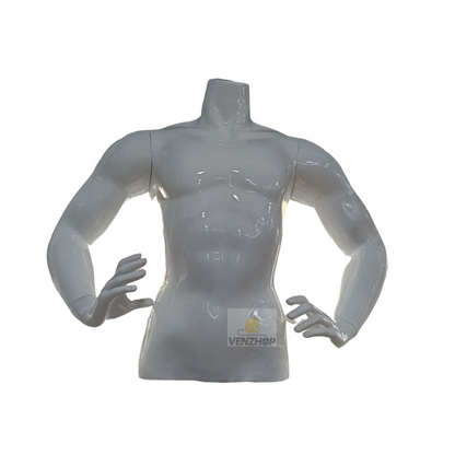 Maniquí Torso Blanco Plástico De Hombre Con Brazos Venzhop