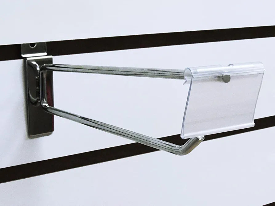 Ganchos de metal Doble  para Panel Ranuado con Portaprecio de plástico  15cm